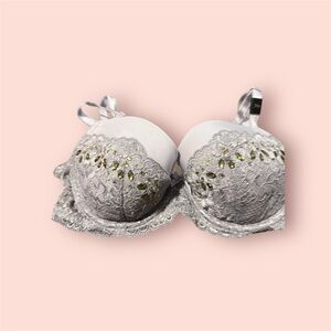 Victoria's Secret Dream Angela Gray Lace Underwire Bra Sz 34C